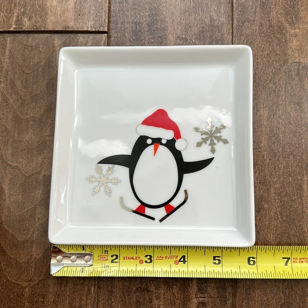 Four Crate and Barrel Penguin Holiday | Winter Snack or Appetizer Plates